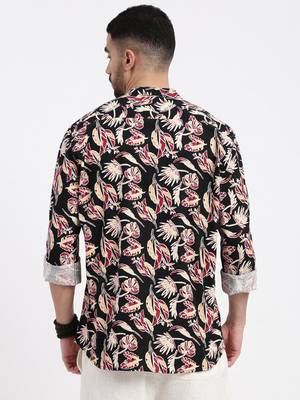men's black printed slim fit shirt 4