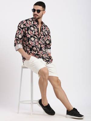 men's black printed slim fit shirt 5
