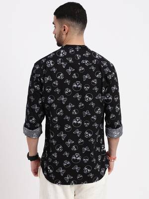 men's black printed slim fit shirt 4
