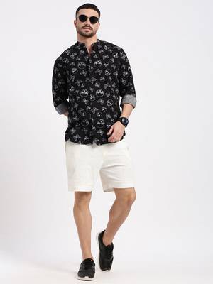 men's black printed slim fit shirt 5