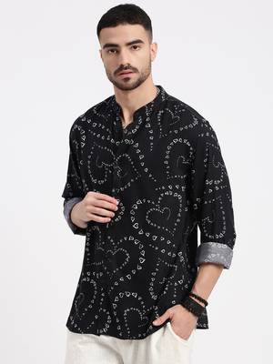 men's black printed slim fit shirt 3