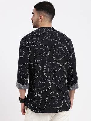 men's black printed slim fit shirt 4