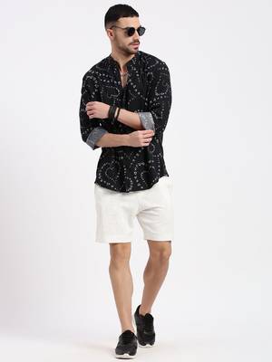 men's black printed slim fit shirt 5