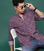 Showoff men's blue floral slim fit shirt