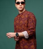 men's rust abstract slim fit shirt