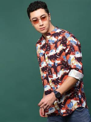 men's multi abstract slim fit shirt 1