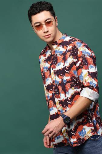 men's multi abstract slim fit shirt