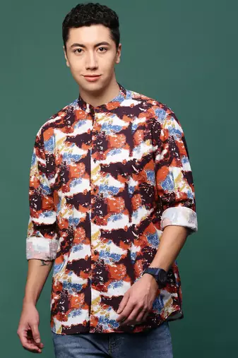 men's multi abstract slim fit shirt
