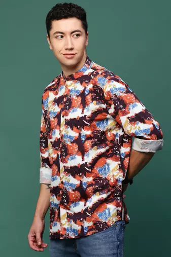men's multi abstract slim fit shirt