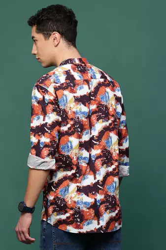 men's multi abstract slim fit shirt