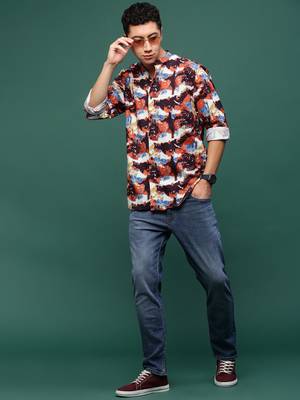 men's multi abstract slim fit shirt 5