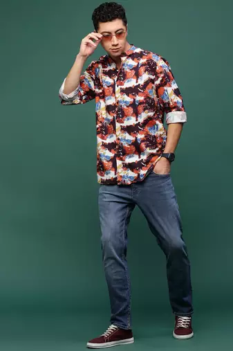 men's multi abstract slim fit shirt