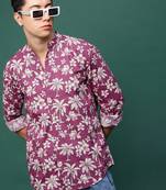 men's pink floral slim fit shirt