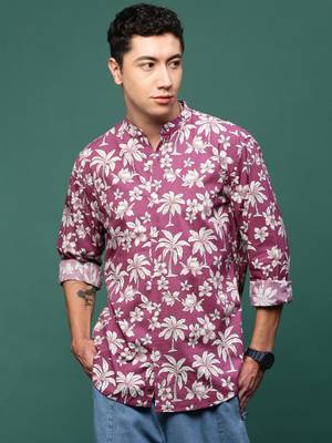 men's pink floral slim fit shirt 2