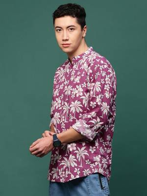 men's pink floral slim fit shirt 3