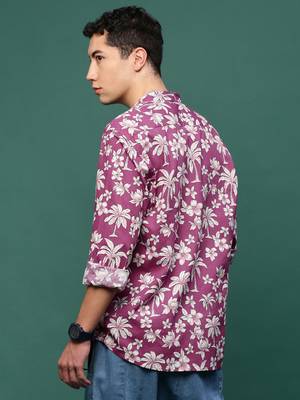 men's pink floral slim fit shirt 4