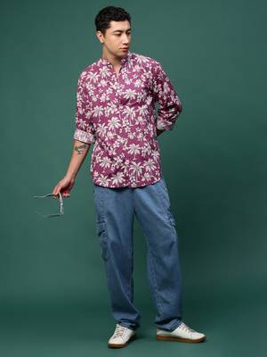 men's pink floral slim fit shirt 5