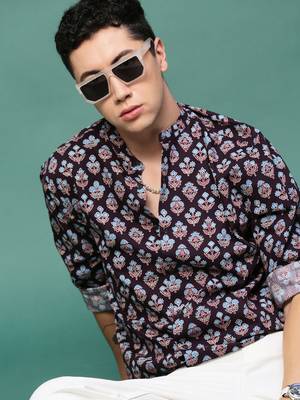 men's purple floral slim fit shirt 1