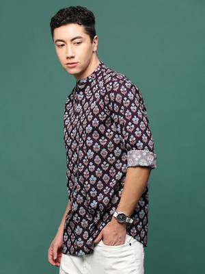 men's purple floral slim fit shirt 3