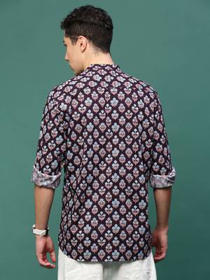 men's purple floral slim fit shirt 4
