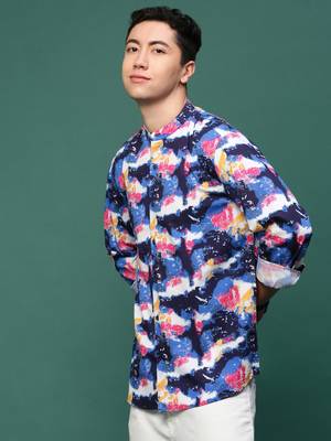 men's blue abstract slim fit shirt 3