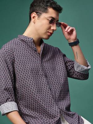 men's grey micro ditsy slim fit shirt 1