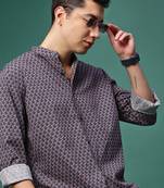 men's grey micro ditsy slim fit shirt