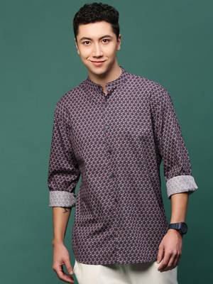 men's grey micro ditsy slim fit shirt 2