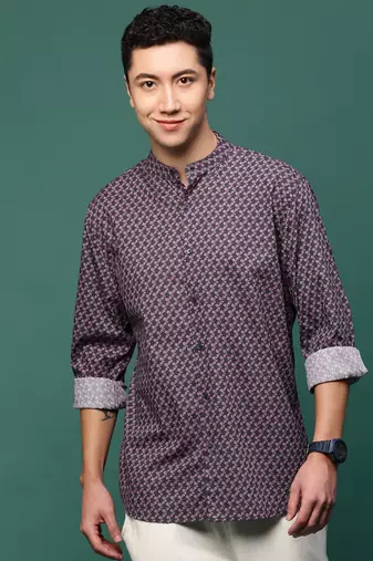 men's grey micro ditsy slim fit shirt