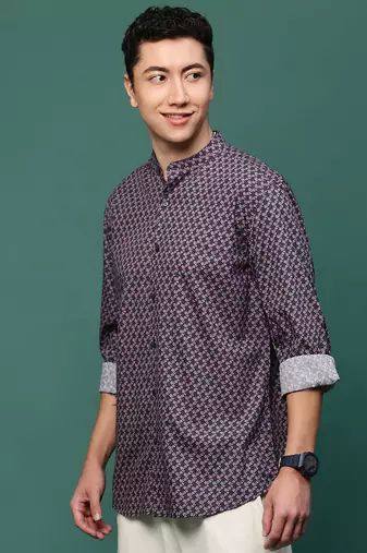 men's grey micro ditsy slim fit shirt