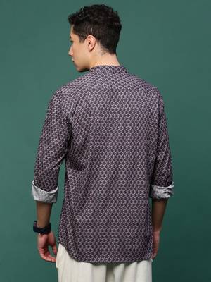men's grey micro ditsy slim fit shirt 4