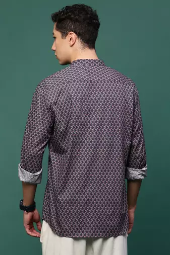 men's grey micro ditsy slim fit shirt