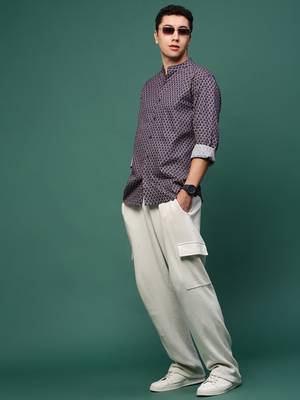 men's grey micro ditsy slim fit shirt 5