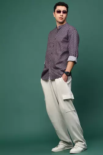men's grey micro ditsy slim fit shirt