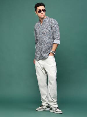 men's navy blue micro ditsy slim fit shirt 5
