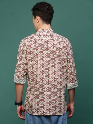 men's brown floral slim fit shirt 4