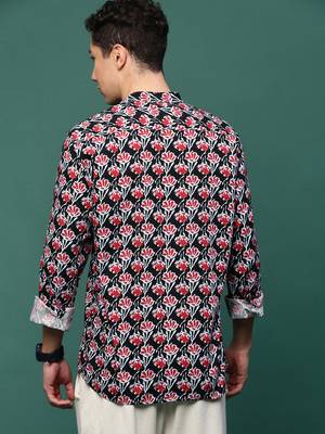 men's black floral slim fit shirt 4