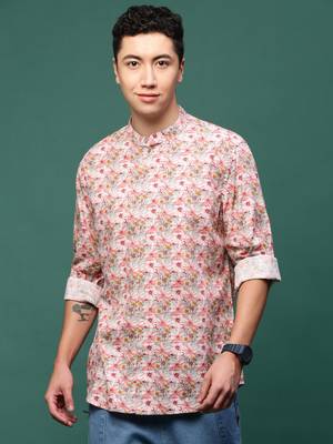 men's pink floral slim fit shirt 2