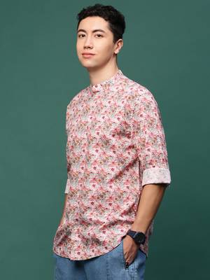 men's pink floral slim fit shirt 3