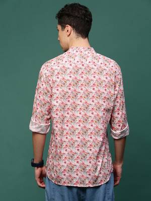 men's pink floral slim fit shirt 4