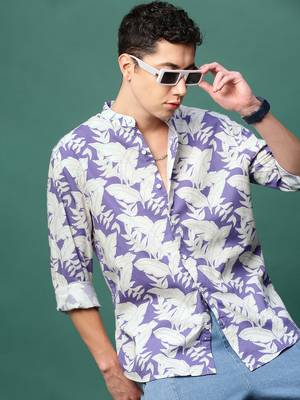 men's violet floral slim fit shirt 1
