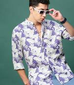 men's violet floral slim fit shirt