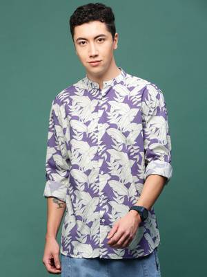 men's violet floral slim fit shirt 2