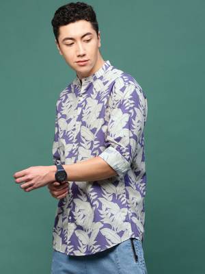 men's violet floral slim fit shirt 3