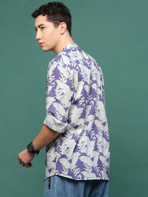 men's violet floral slim fit shirt 4