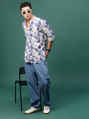 men's violet floral slim fit shirt 5