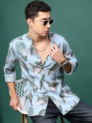 men's blue floral slim fit shirt 1
