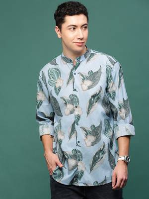 men's blue floral slim fit shirt 2