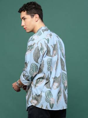 men's blue floral slim fit shirt 4