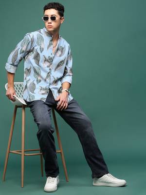 men's blue floral slim fit shirt 5